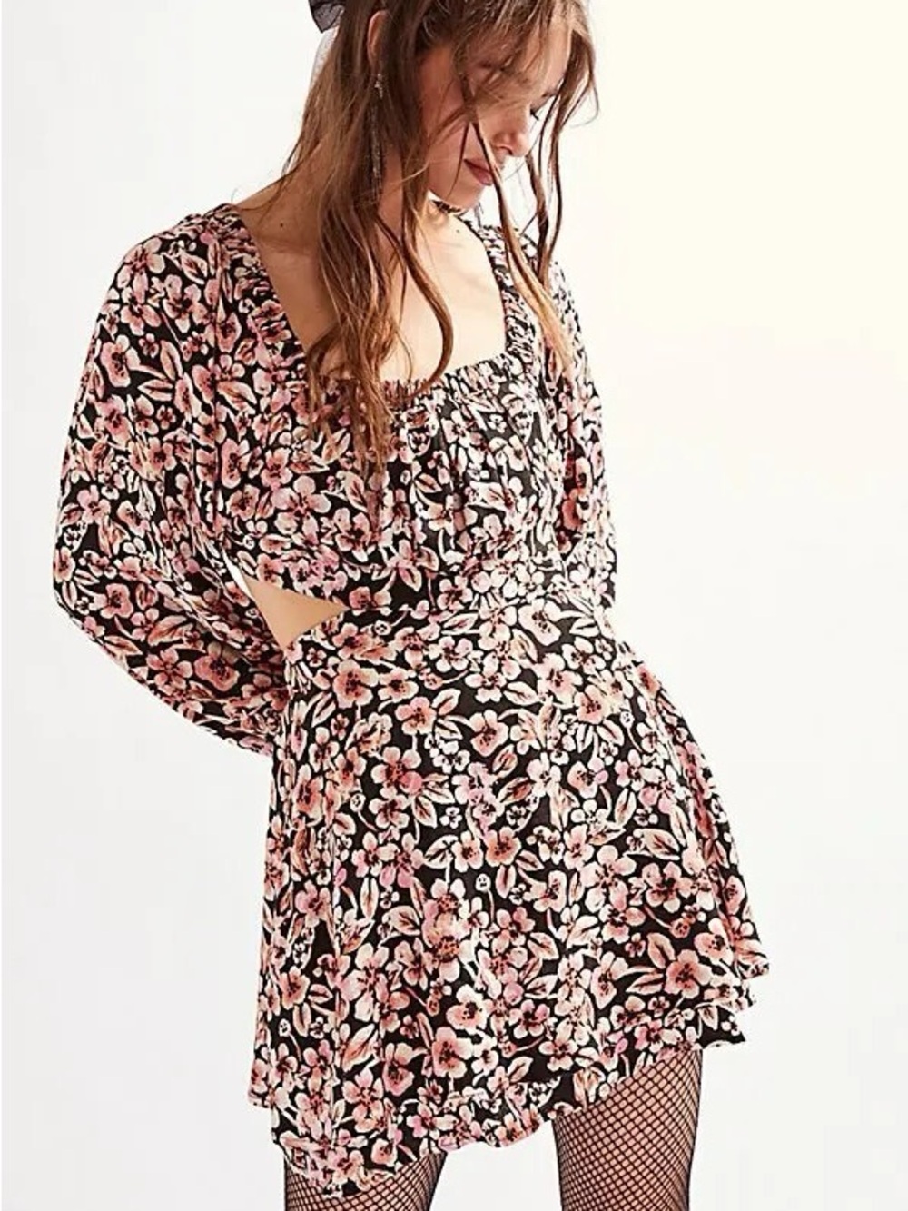 Free People Jael Floral Mini Dress Womens Size Medium